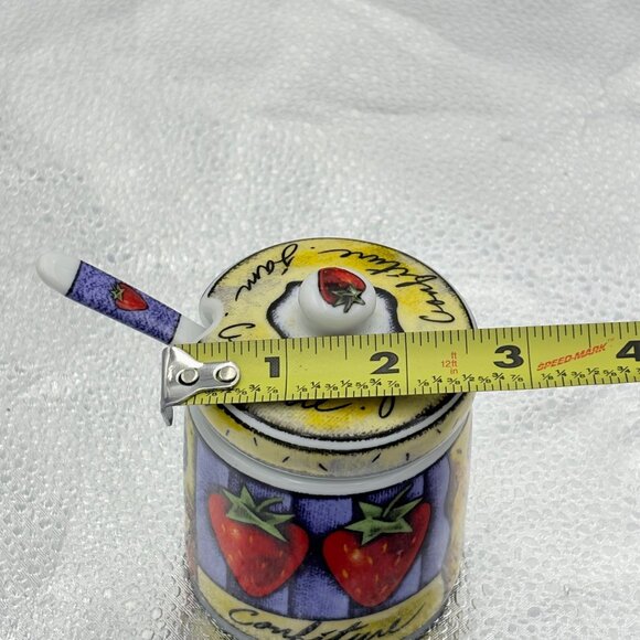 Hand-Painted Fruit-Themed Porcelain Jam Jar With Lid & Spoon‎ Set By MSC Berries - Picture 9 of 16
